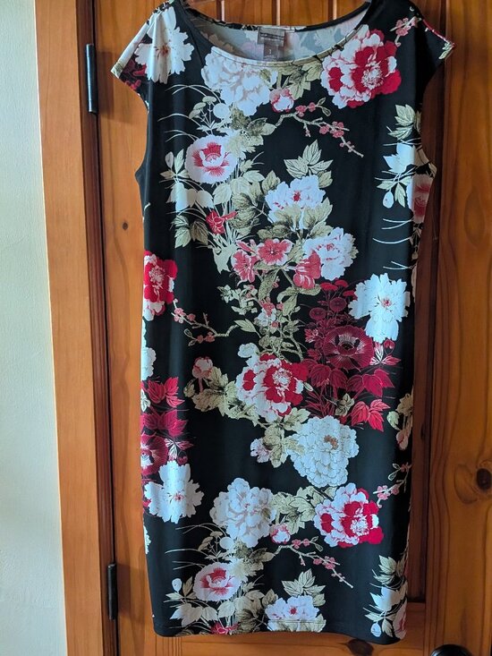 Chico's Dresses & Skirts - Chico's Black & Red Floral Dress-Size Size 1